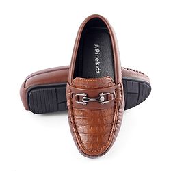 Pine Kids Slip on Formal Wear Shoes with Chain Link - Brown