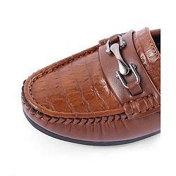 Pine Kids Slip on Formal Wear Shoes with Chain Link - Brown