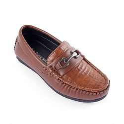 Pine Kids Slip on Formal Wear Shoes with Chain Link - Brown