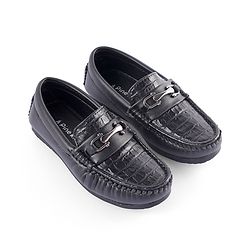 Pine Kids Slip on Formal Wear Shoes with Chain Link - Brown