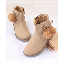 Pine Kids Zipper Closure Winter Boots - Beige