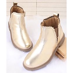 Pine Kids Zipper Closure Winter Boots  - Golden