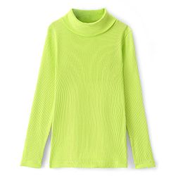 Pine Kids 100% Cotton Full Sleeves Turtle Neck Textured Skivi Solid T-Shirt- Green