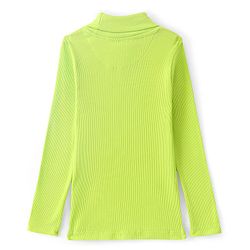 Pine Kids 100% Cotton Full Sleeves Turtle Neck Textured Skivi Solid T-Shirt- Green