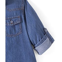Pine Kids 100% Cotton Full Sleeves Denim Washed Shirt - Blue
