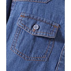 Pine Kids 100% Cotton Full Sleeves Denim Washed Shirt - Blue