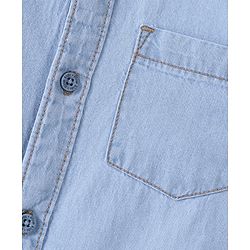 Pine Kids 100% Cotton Full Sleeves Denim Shirts - MId Blue