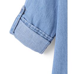 Pine Kids 100% Cotton Full Sleeves Denim Kurta Shirt - Blue