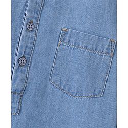 Pine Kids 100% Cotton Full Sleeves Denim Kurta Shirt - Blue