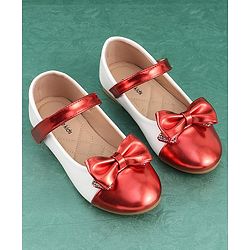Pine Kids Velcro Closure Bellies with Bow Applique - Red