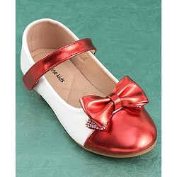 Pine Kids Velcro Closure Bellies with Bow Applique - Red