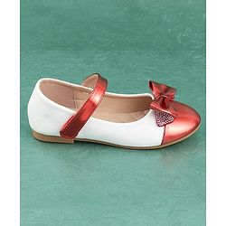 Pine Kids Velcro Closure Bellies with Bow Applique - Red