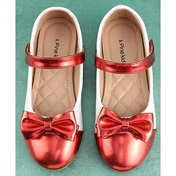 Pine Kids Velcro Closure Bellies with Bow Applique - Red