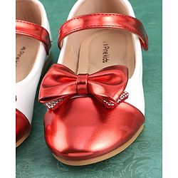 Pine Kids Velcro Closure Bellies with Bow Applique - Red