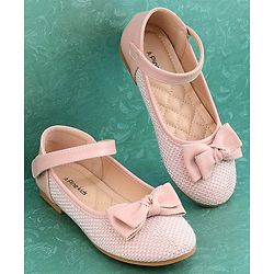 Pine Kids Textured & Bow Applique Bellies  with Velcro Closure - Pink