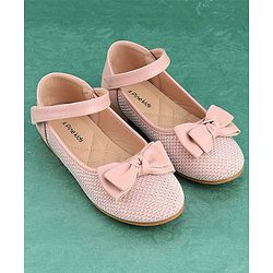 Pine Kids Textured & Bow Applique Bellies  with Velcro Closure - Pink
