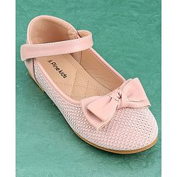 Pine Kids Textured & Bow Applique Bellies  with Velcro Closure - Pink