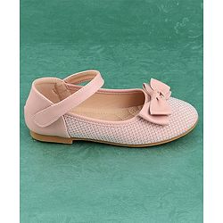 Pine Kids Textured & Bow Applique Bellies  with Velcro Closure - Pink