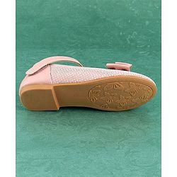 Pine Kids Textured & Bow Applique Bellies  with Velcro Closure - Pink