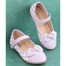 Pine Kids Bellies with Bow Applique & Velcro Closure - Purple