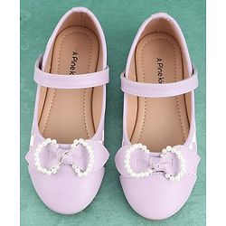 Pine Kids Bellies with Bow Applique & Velcro Closure - Purple