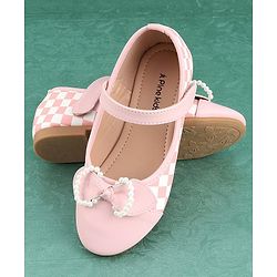 Pine Kids Bellies with Bow Applique & Velcro Closure - Pink