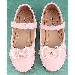 Pine Kids Bellies with Bow Applique & Velcro Closure - Pink