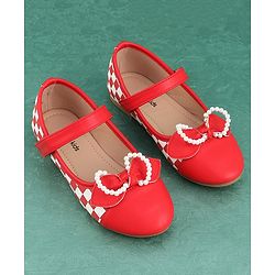 Pine Kids Bellies with Bow Applique & Velcro Closure - Red