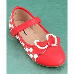 Pine Kids Bellies with Bow Applique & Velcro Closure - Red