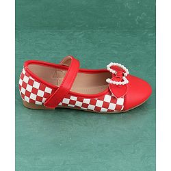 Pine Kids Bellies with Bow Applique & Velcro Closure - Red