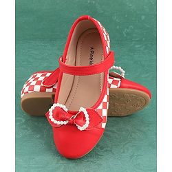 Pine Kids Bellies with Bow Applique & Velcro Closure - Red