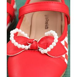 Pine Kids Bellies with Bow Applique & Velcro Closure - Red