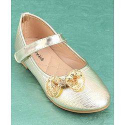 Pine Kids Velcro Closure Bellies with Bow Applique - Golden