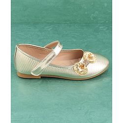 Pine Kids Velcro Closure Bellies with Bow Applique - Golden