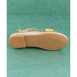 Pine Kids Velcro Closure Bellies with Bow Applique - Golden