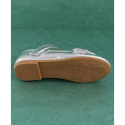 Pine Kids Velcro Closure Bellies with Bow Applique - Silver