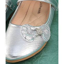 Pine Kids Velcro Closure Bellies with Bow Applique - Silver