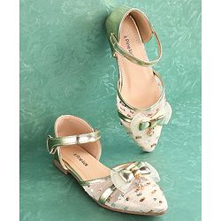 Pine Kids Buckled Bellies with Bow & Sequine Detailing - Golden