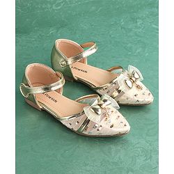 Pine Kids Buckled Bellies with Bow & Sequine Detailing - Golden