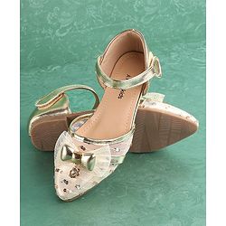 Pine Kids Buckled Bellies with Bow & Sequine Detailing - Golden