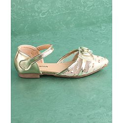 Pine Kids Buckled Bellies with Bow & Sequine Detailing - Golden