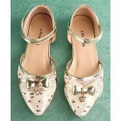 Pine Kids Buckled Bellies with Bow & Sequine Detailing - Golden