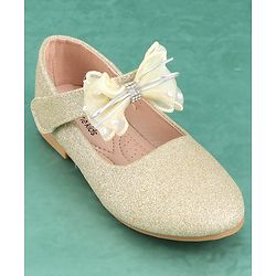 Pine Kids Velcro Closure Bellies with Bow Applique - Golden