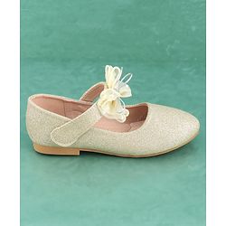 Pine Kids Velcro Closure Bellies with Bow Applique - Golden