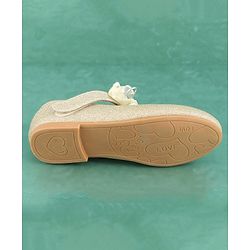 Pine Kids Velcro Closure Bellies with Bow Applique - Golden