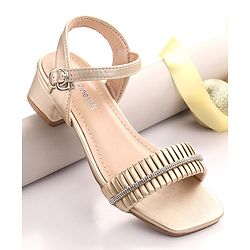 Pine Kids Sandals With Buckle Closure & Crystal Detailing - Golden