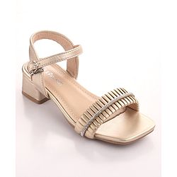 Pine Kids Sandals With Buckle Closure & Crystal Detailing - Golden