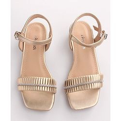 Pine Kids Sandals With Buckle Closure & Crystal Detailing - Golden