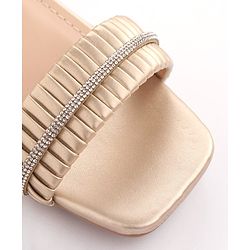 Pine Kids Sandals With Buckle Closure & Crystal Detailing - Golden