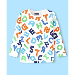 Pine Kids Cotton Knit Full Sleeves Alphabet Printed Night Suit - Multicolour